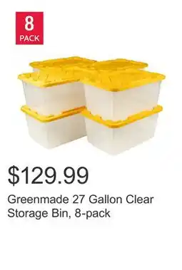 Costco Greenmade 27 Gallon Clear Storage Bin, 8‑pack offer