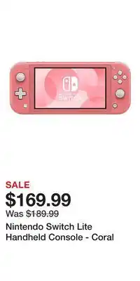 Game Stop Nintendo Switch Lite Handheld Console - Coral offer
