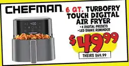 Ollie's CHEFMAN 6 QT. TURBOFRY TOUCH DIGITAL AIR FRYER offer