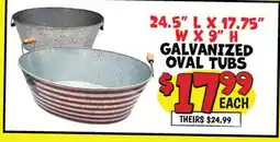 Ollie's 24.5 L X 17.75 W X 9 H GALVANIZED OVAL TUBS offer