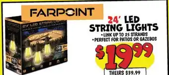 Ollie's FARPOINT 24' LED STRING LIGHTS offer