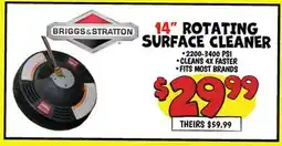 Ollie's BRIGGS & STRATTON 14 ROTATING SURFACE CLEANER offer