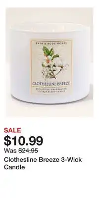 Bath & Body Works Clothesline Breeze 3-Wick Candle offer