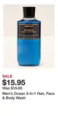 Bath & Body Works Men's Ocean 3-in-1 Hair, Face & Body Wash offer