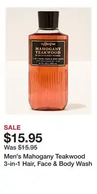 Bath & Body Works Men's Mahogany Teakwood 3-in-1 Hair, Face & Body Wash offer