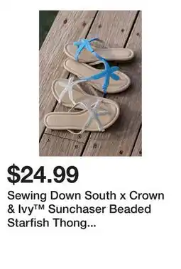 Belk Sewing Down South x Crown & Ivy Sunchaser Beaded Starfish Thong Sandals offer