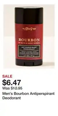 Bath & Body Works Men's Bourbon Antiperspirant Deodorant offer
