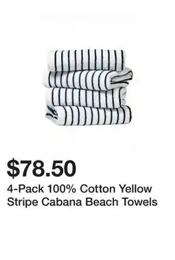 Belk 4-Pack 100% Cotton Yellow Stripe Cabana Beach Towels offer