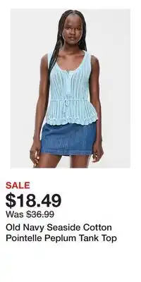 Old Navy Old Navy Seaside Cotton Pointelle Peplum Tank Top offer