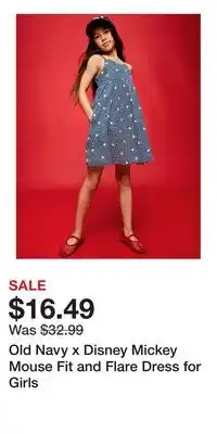 Old Navy Old Navy x Disney Mickey Mouse Fit and Flare Dress for Girls offer