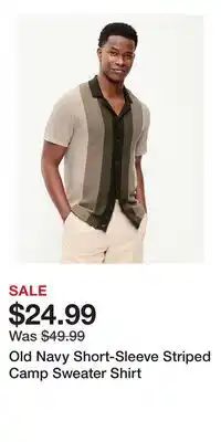 Old Navy Old Navy Short-Sleeve Striped Camp Sweater Shirt offer