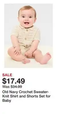 Old Navy Old Navy Crochet Sweater-Knit Shirt and Shorts Set for Baby offer