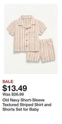 Old Navy Old Navy Short-Sleeve Textured Striped Shirt and Shorts Set for Baby offer