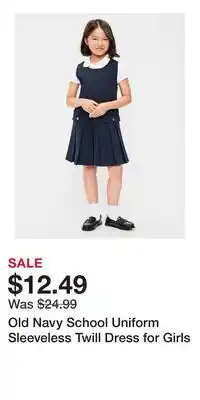 Old Navy Old Navy School Uniform Sleeveless Twill Dress for Girls offer