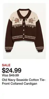 Old Navy Old Navy Seaside Cotton Tie-Front Collared Cardigan offer
