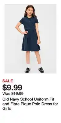 Old Navy Old Navy School Uniform Fit and Flare Pique Polo Dress for Girls offer