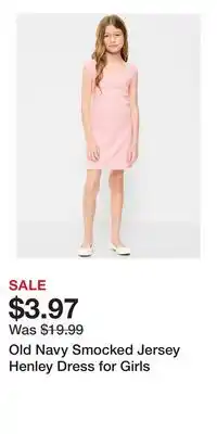 Old Navy Old Navy Smocked Jersey Henley Dress for Girls offer