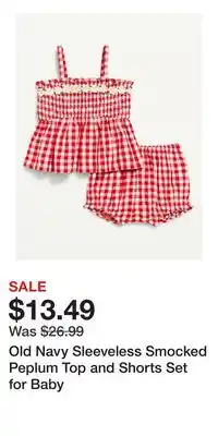 Old Navy Old Navy Sleeveless Smocked Peplum Top and Shorts Set for Baby offer