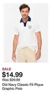 Old Navy Old Navy Classic Fit Pique Graphic Polo offer