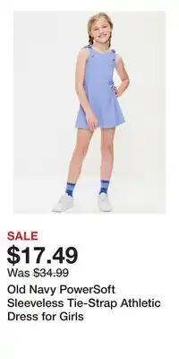 Old Navy Old Navy PowerSoft Sleeveless Tie-Strap Athletic Dress for Girls offer