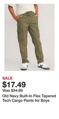 Old Navy Old Navy Built-In Flex Tapered Tech Cargo Pants for Boys offer