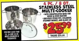 Ollie's 4 PC. / 8 QT. STAINLESS STEEL MULTI-COOKER offer