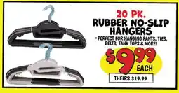 Ollie's 20 PK. RUBBER NO-SLIP HANGERS offer