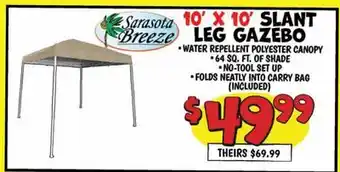 Ollie's Sarasota Breeze 10' X 10' SLANT LEG GAZEBO offer