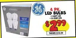 Ollie's 4 PK. LED BULBS offer
