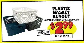 Ollie's PLASTIC BASKET BUYOUT offer
