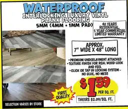 Ollie's WATERPROOF INTERLOCKING LUXURY VINYL PLANK FLOORING offer