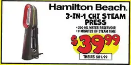 Ollie's Hamilton Beach 3-IN-1 CHI STEAM PRESS offer