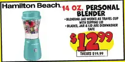 Ollie's HAMILTON BEACH 14 OZ. PERSONAL BLENDER offer