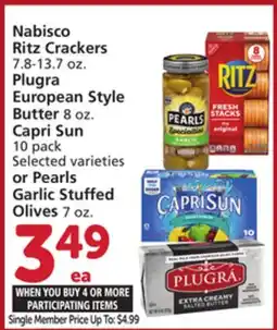 Vons Nabisco Ritz Crackers 7.8-13.7 oz. Plugra European Style Butter 8 oz. Capri Sun offer
