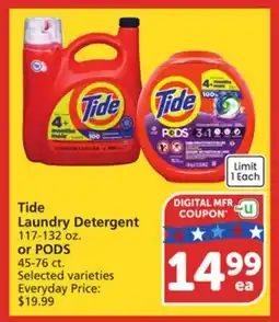 Vons Tide Laundry Detergent 117-132 oz. or PODS 45-76 ct offer