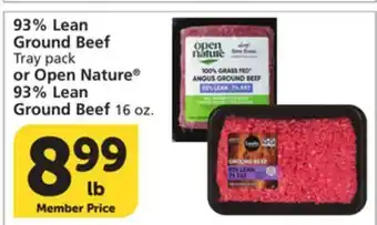 Vons 93% Lean Ground Beef Tray pack or Open Nature 93% Lean Ground Beef offer