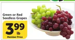 Vons Green or Red Seedless Grapes offer