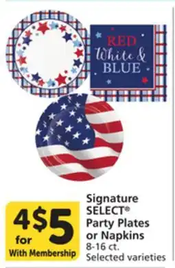 Vons Signature SELECT Party Plates or Napkins offer