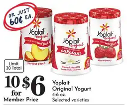 Pavilions Yoplait Original Yogurt offer
