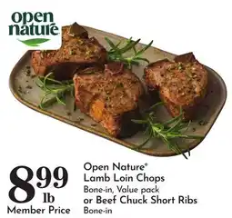 Pavilions Open Nature Lamb Loin Chops or Beef Chuck Short Ribs offer