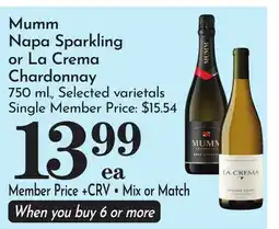 Pavilions Mumm Napa Sparkling or La Crema Chardonnay offer
