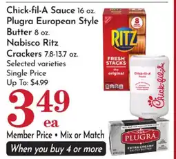 Pavilions Chick-fil-A Sauce 16 oz. Plugra European Style Butter 8 oz. Nabisco Ritz Crackers 7.8-13.7 oz offer