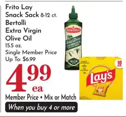 Pavilions Frito Lay Snack Sack 8-12 ct. Bertolli Extra Virgin Olive Oil 15.5 oz offer