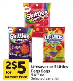 Pavilions LifeSaver or Skittles Pegs Bags offer