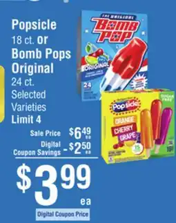 Smart & Final Popsicle 18 ct. or Bomb Pops Original 24 ct offer