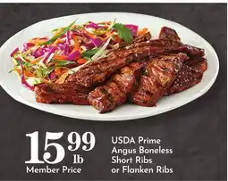 Pavilions USDA Prime Angus Boneless Short Ribs or Flanken Ribs offer