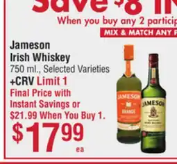 Smart & Final Jameson Irish Whiskey offer