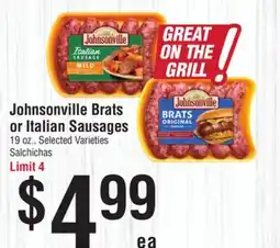 Smart & Final Johnsonville Brats or Italian Sausages offer