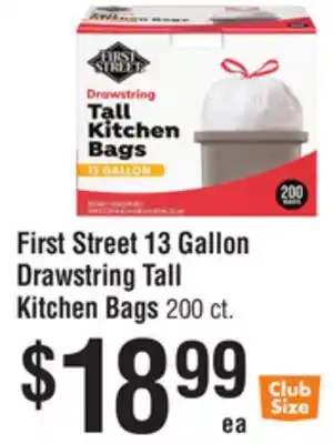 Smart & Final First Street 13 Gallon Drawstring Tall Kitchen Bags offer