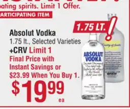 Smart & Final Absolut Vodka offer